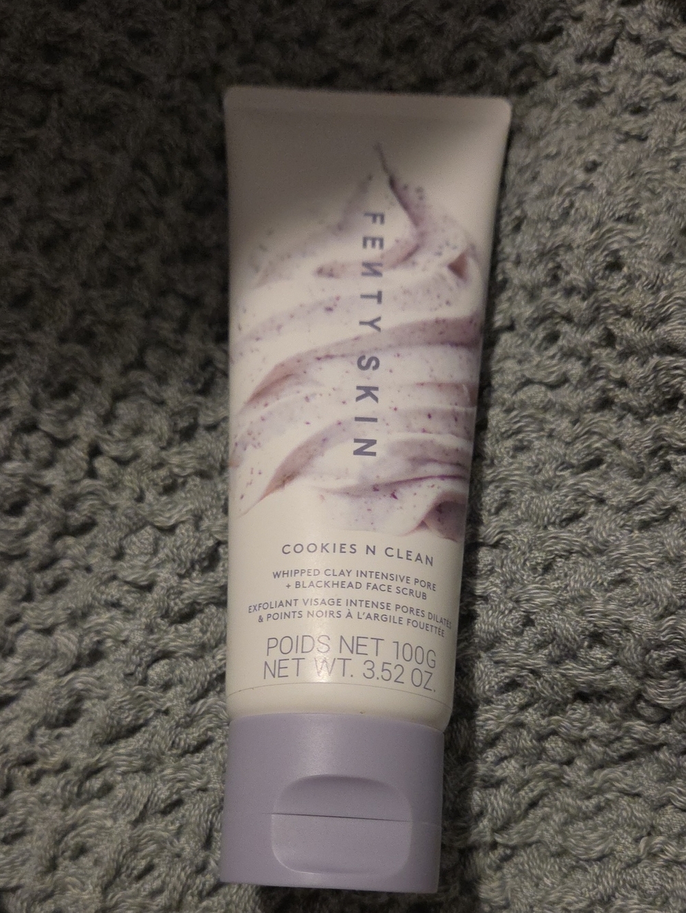 Fenty Skin Cookies N Clean Face Scrub — Lavender & White Tube
